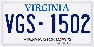 VA license plate VGS1502