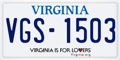VA license plate VGS1503