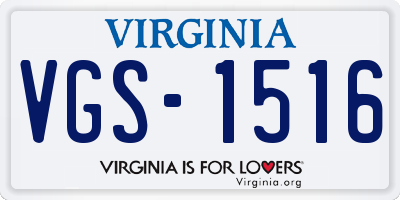VA license plate VGS1516