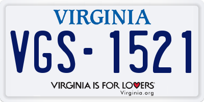 VA license plate VGS1521