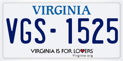 VA license plate VGS1525