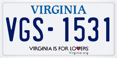 VA license plate VGS1531