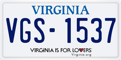 VA license plate VGS1537
