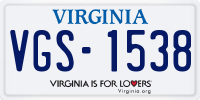 VA license plate VGS1538