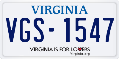VA license plate VGS1547