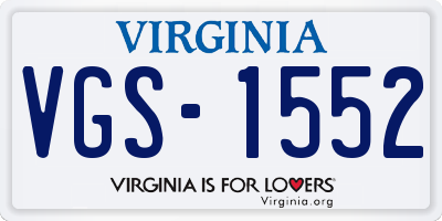 VA license plate VGS1552