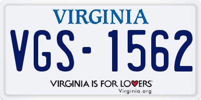VA license plate VGS1562