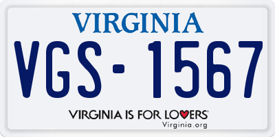 VA license plate VGS1567