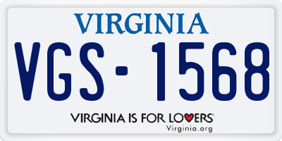 VA license plate VGS1568