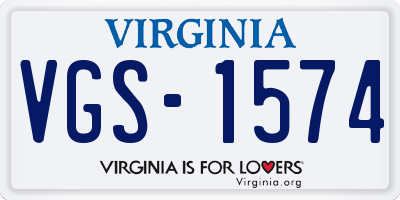 VA license plate VGS1574