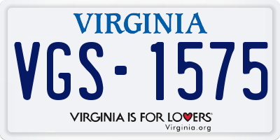 VA license plate VGS1575