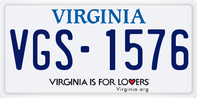 VA license plate VGS1576