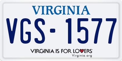 VA license plate VGS1577