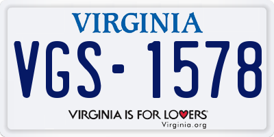 VA license plate VGS1578