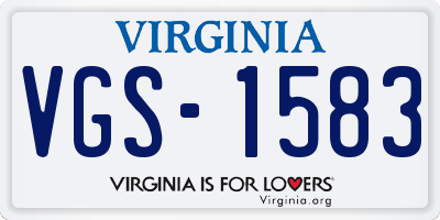 VA license plate VGS1583