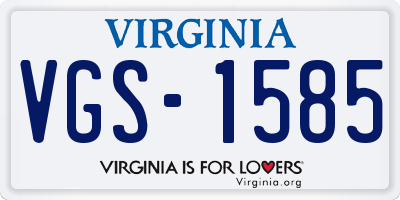 VA license plate VGS1585
