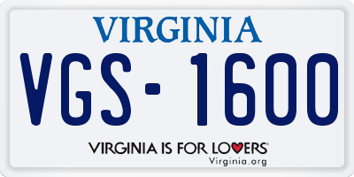 VA license plate VGS1600