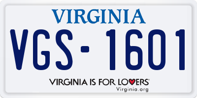 VA license plate VGS1601