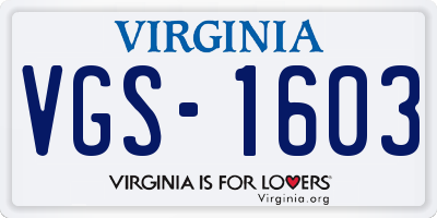 VA license plate VGS1603