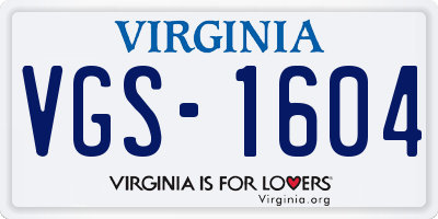 VA license plate VGS1604