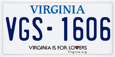 VA license plate VGS1606