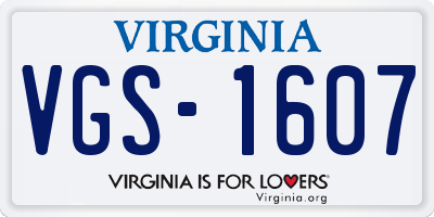 VA license plate VGS1607