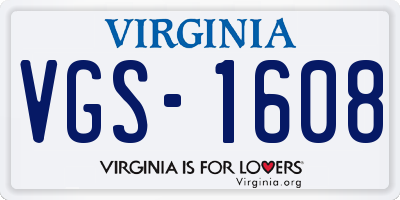 VA license plate VGS1608