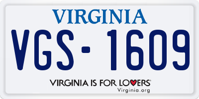 VA license plate VGS1609