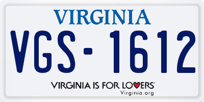 VA license plate VGS1612
