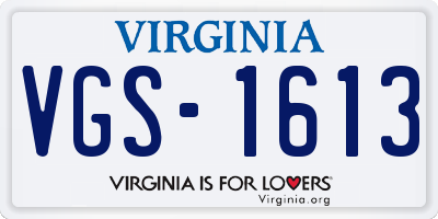 VA license plate VGS1613