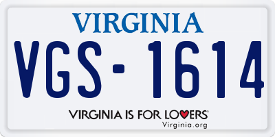 VA license plate VGS1614