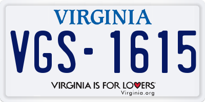 VA license plate VGS1615