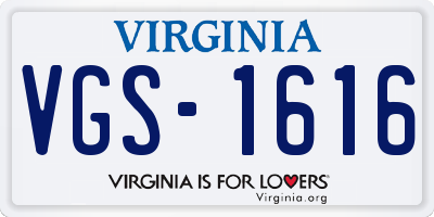 VA license plate VGS1616