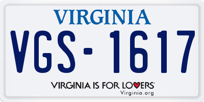 VA license plate VGS1617