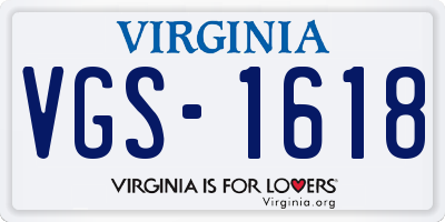 VA license plate VGS1618