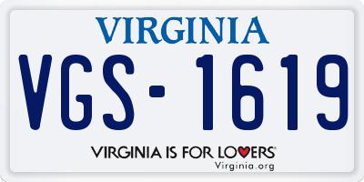VA license plate VGS1619