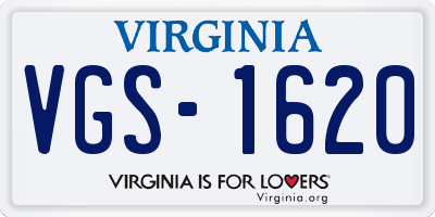 VA license plate VGS1620