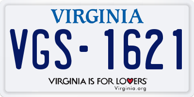 VA license plate VGS1621
