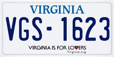 VA license plate VGS1623