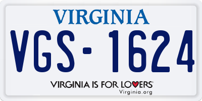VA license plate VGS1624