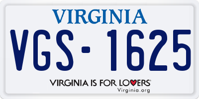 VA license plate VGS1625