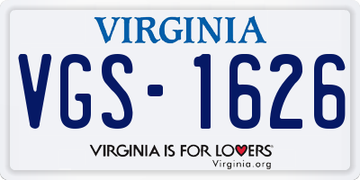 VA license plate VGS1626