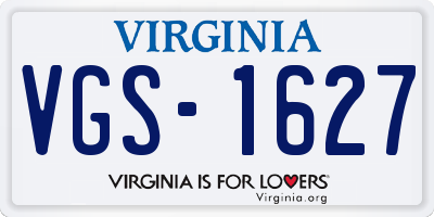 VA license plate VGS1627