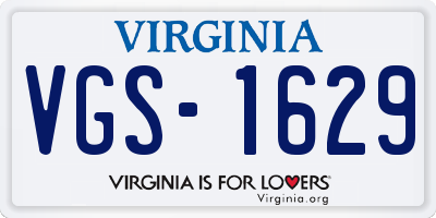 VA license plate VGS1629
