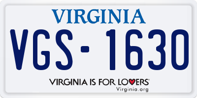 VA license plate VGS1630