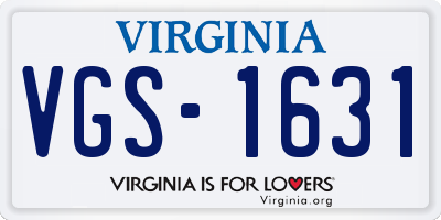 VA license plate VGS1631