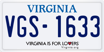 VA license plate VGS1633