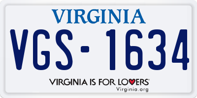 VA license plate VGS1634
