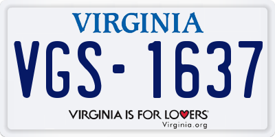 VA license plate VGS1637