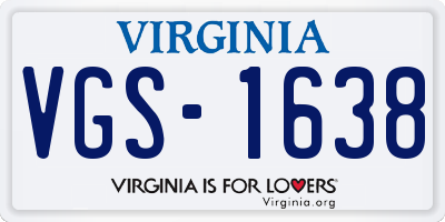 VA license plate VGS1638
